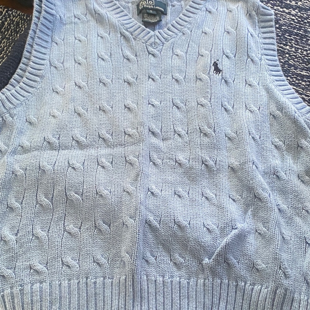 Polo by Ralph Lauren boys V-Neck Sweater Vest in Light Blue
